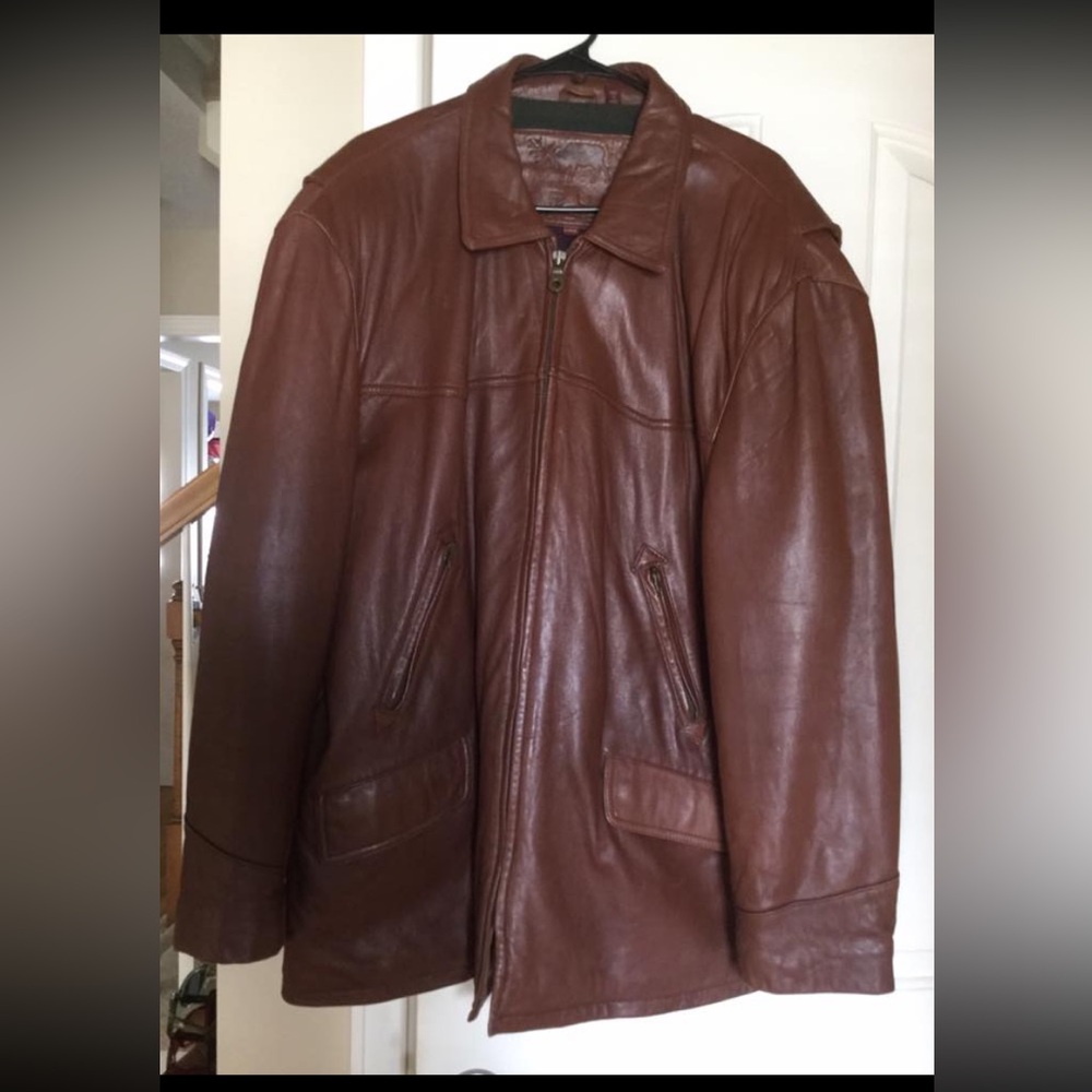Vtg.True Breed leather men’s bomber jacket brown leather, sz. X-LARGE, Korea